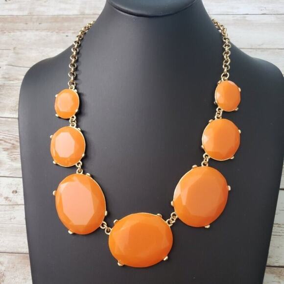 Tasha Jewelry - Tasha Necklace - Gold Tone & Orange Large Chunky Statement